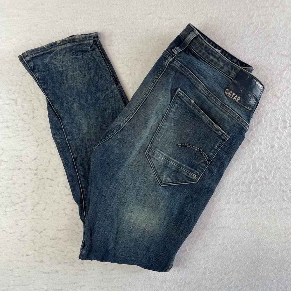 G-Star Raw Arc 3D Tapered Jeans Womens 29 Blue Distressed‎ Denim Trousers